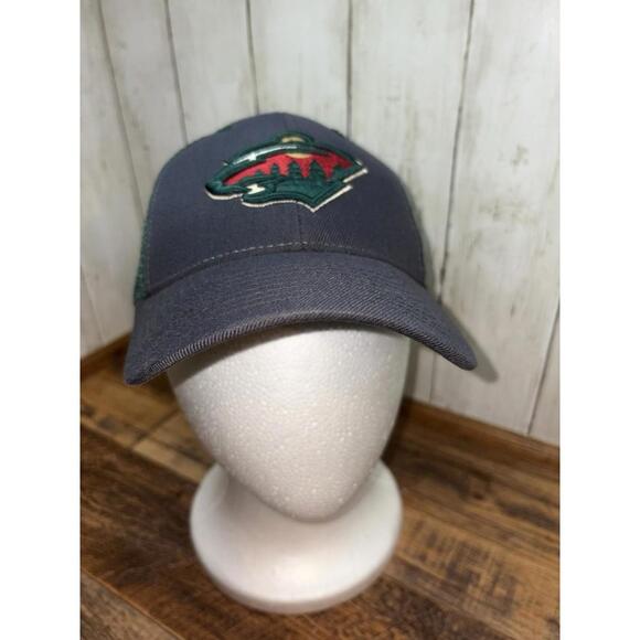 Minnesota Wild Zephyr Hat Snapback Cap Gray Green Mesh NHL Hockey Embroidered - Picture 2 of 11